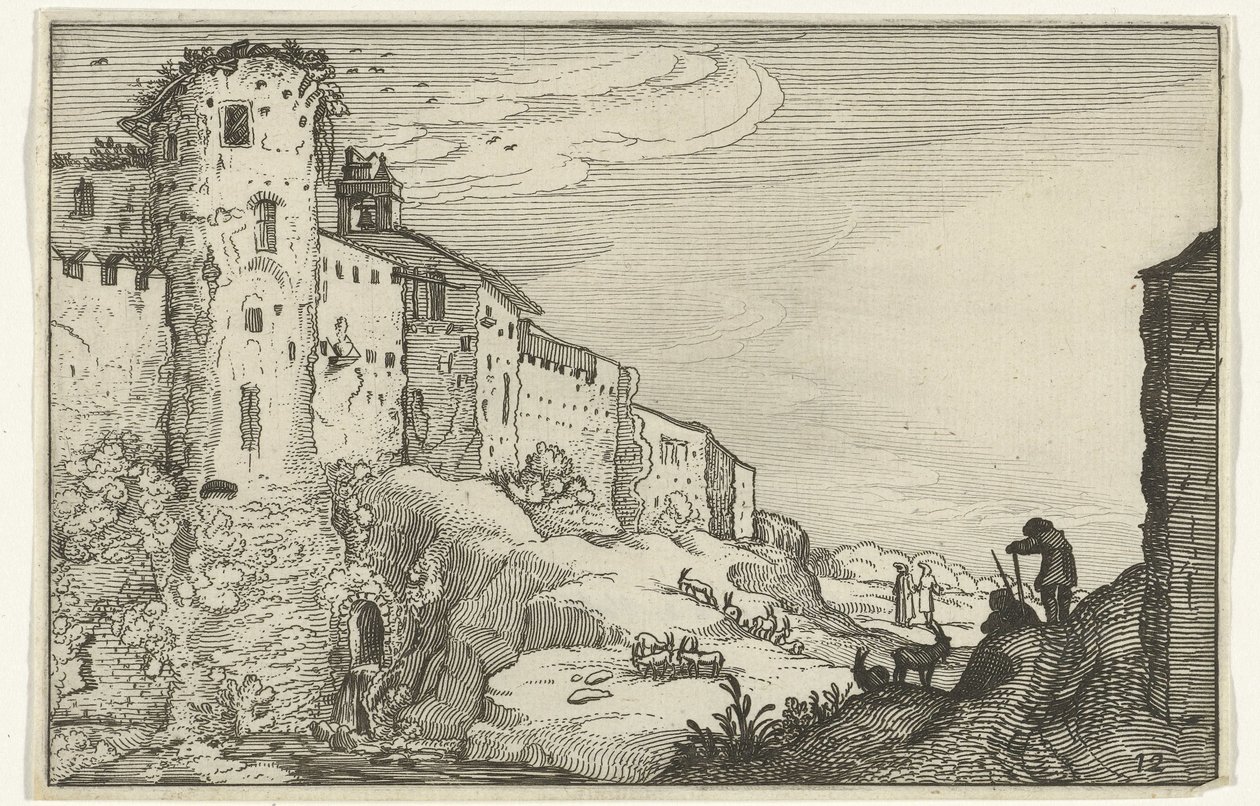 Roma kalıntıları ile manzara Roma kalıntıları ve kıyı manzaraları (dizi 1) (dizi başlığı) by Willem van Nieulandt (II)