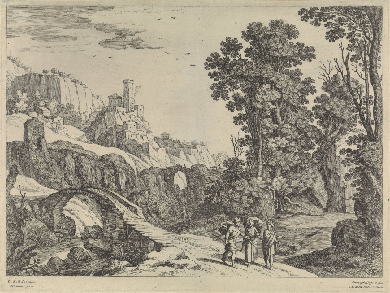 Emmaus Gezginleri ile Manzara by Willem van Nieulandt (II)