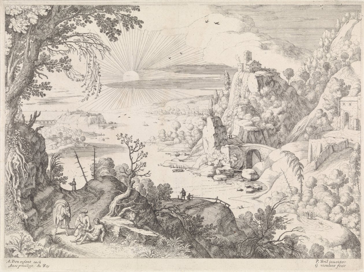 İyi Samiriyeli ile Manzara by Willem van Nieulandt (II)