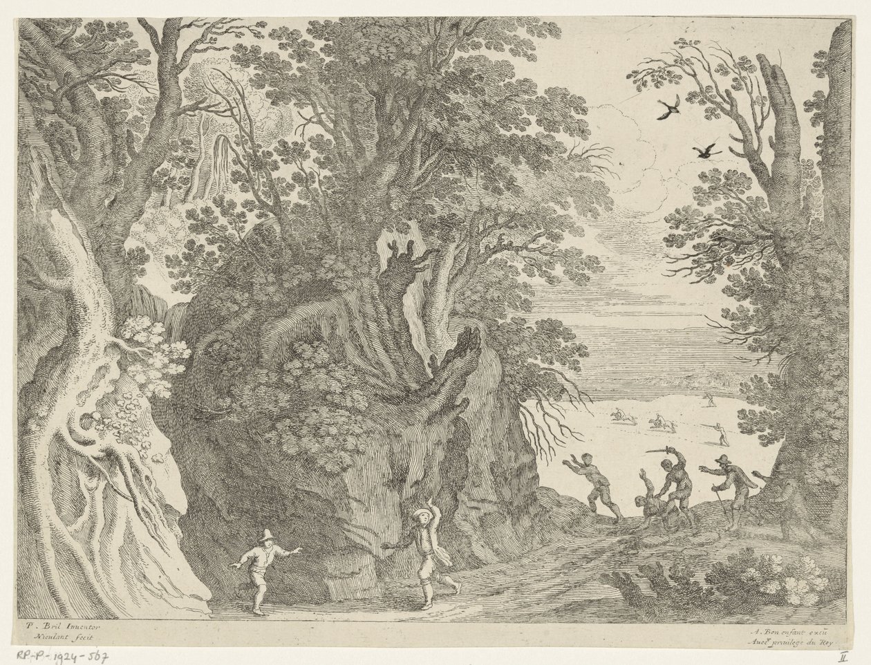 Silahlı soygun ile manzara by Willem van Nieulandt (II)