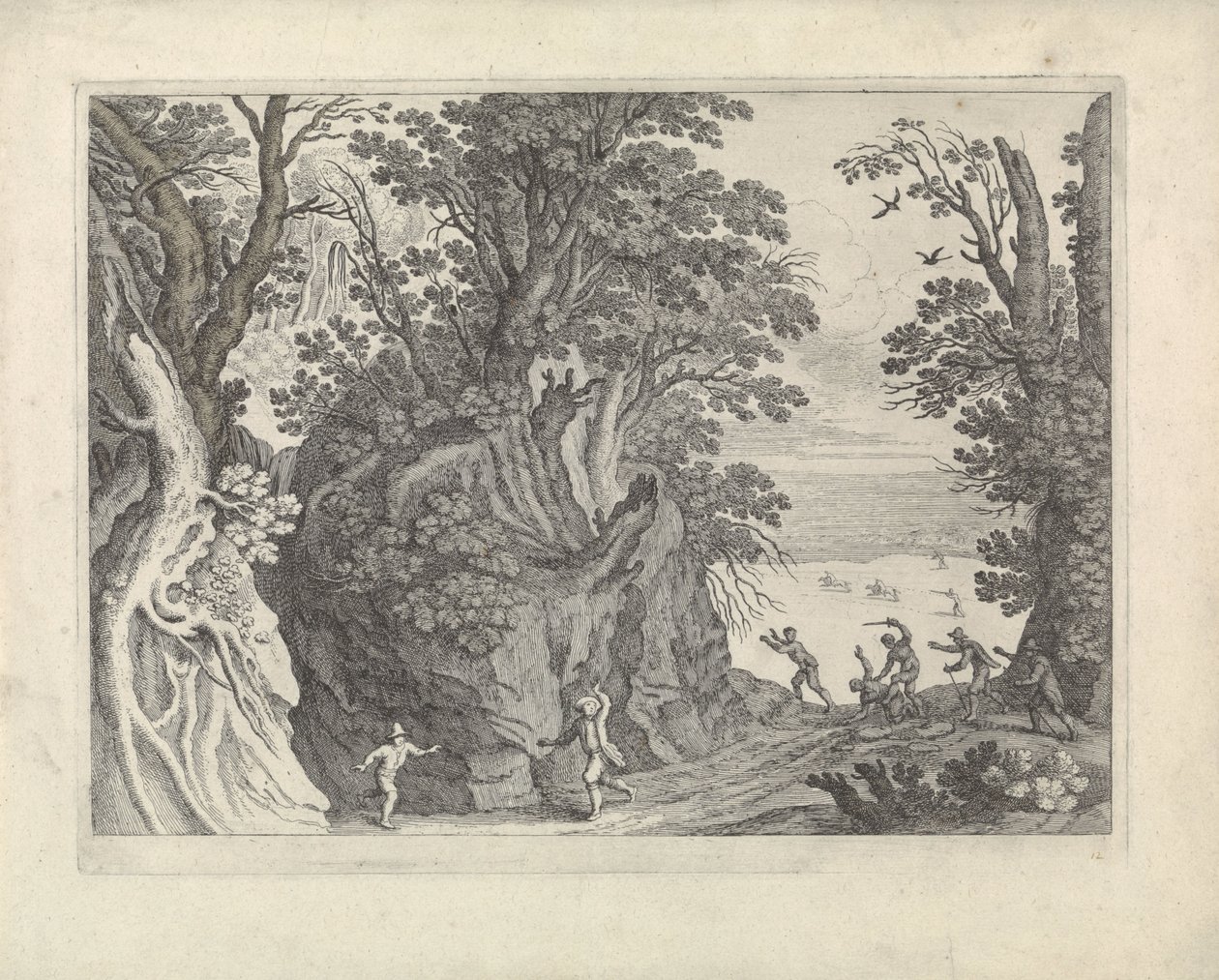 Silahlı soygun ile manzara by Willem van Nieulandt (II)