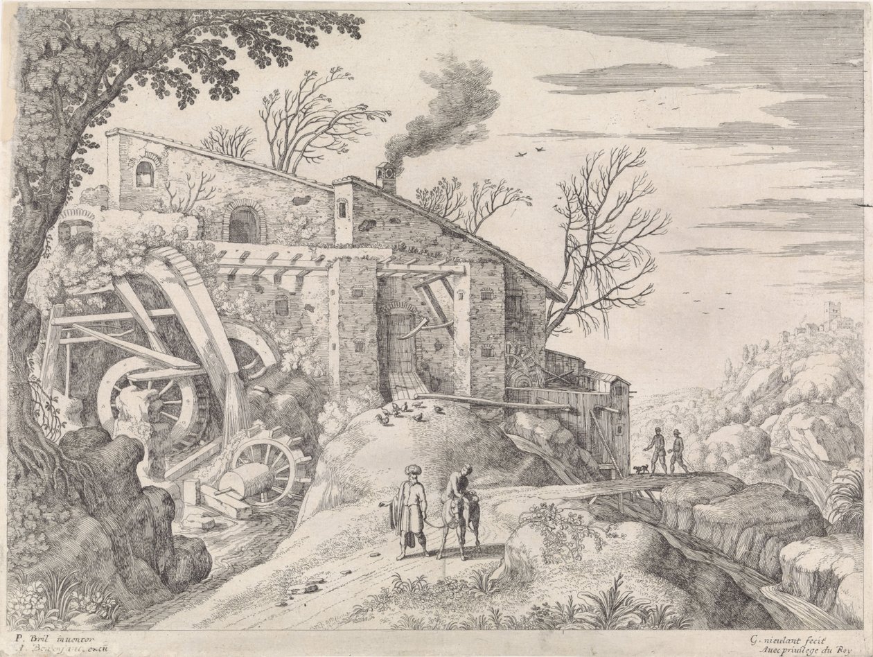 Bir Su Değirmeni ve İyi Samaritan ile Manzara İtalyan manzaraları (dizi başlığı) by Willem van Nieulandt (II)