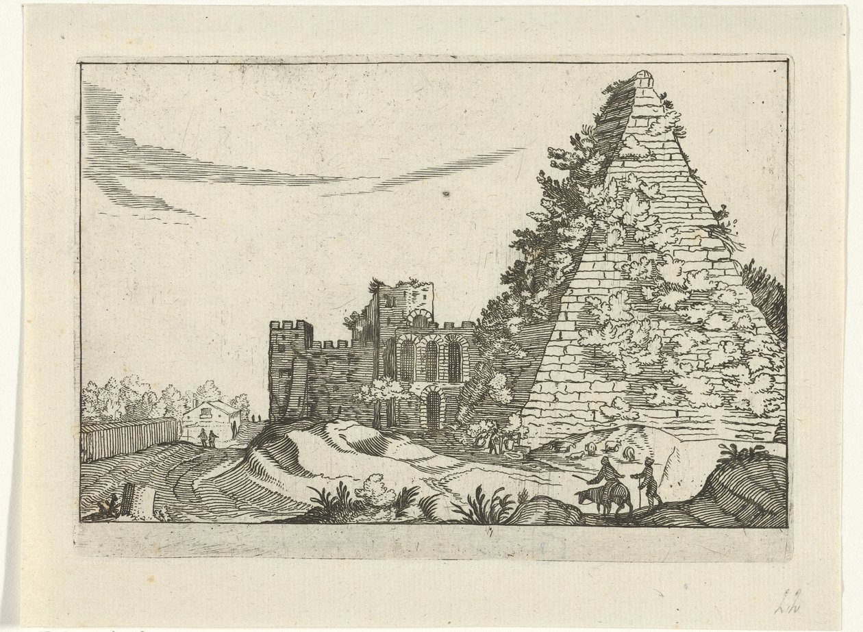 Piramide van Gaius Cestius Romeinse harabeleri (seri 2) (dizi adı) by Willem van Nieulandt (II)