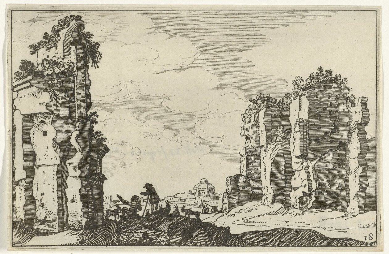 Caracalla Hamamlarının Harabeleri Roma kalıntıları ve kıyı manzaraları (dizi 1) (dizi başlığı) by Willem van Nieulandt (II)