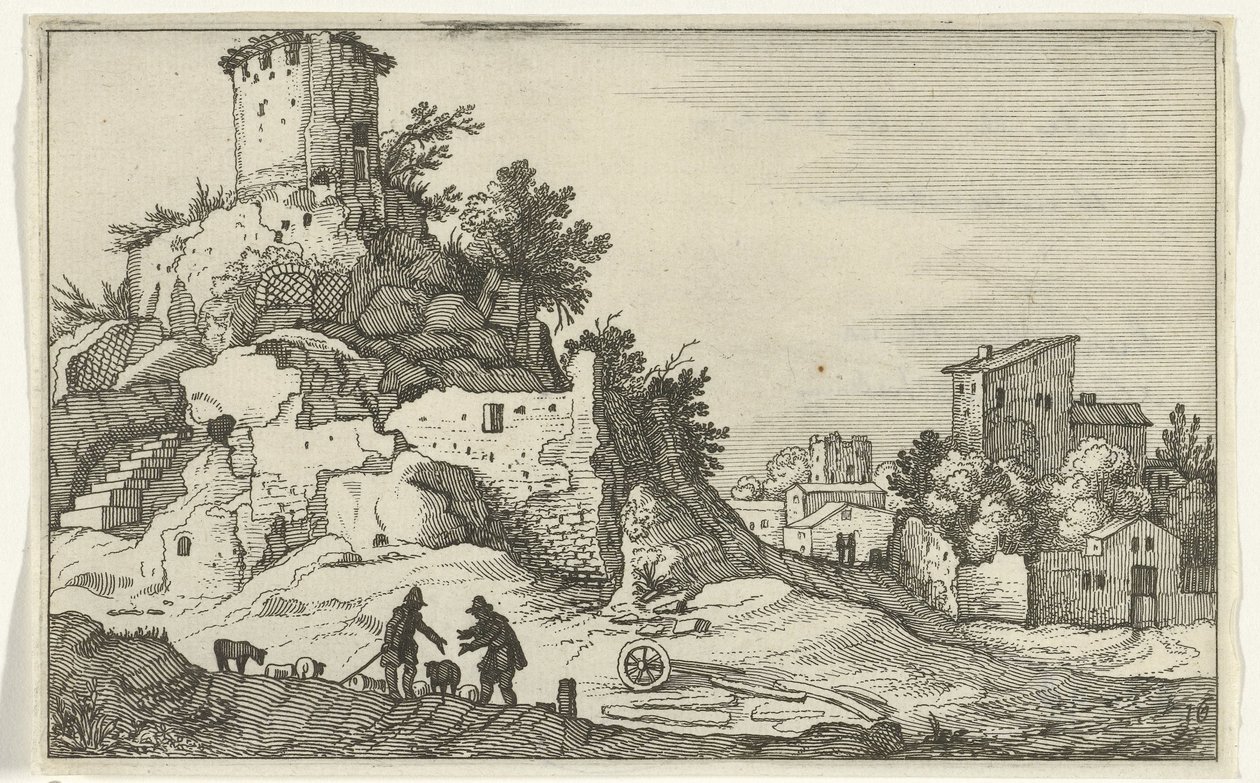 Bir kulenin yıkıntısı Roma kalıntıları ve kıyı manzaraları (dizi 1) (dizi başlığı) by Willem van Nieulandt (II)