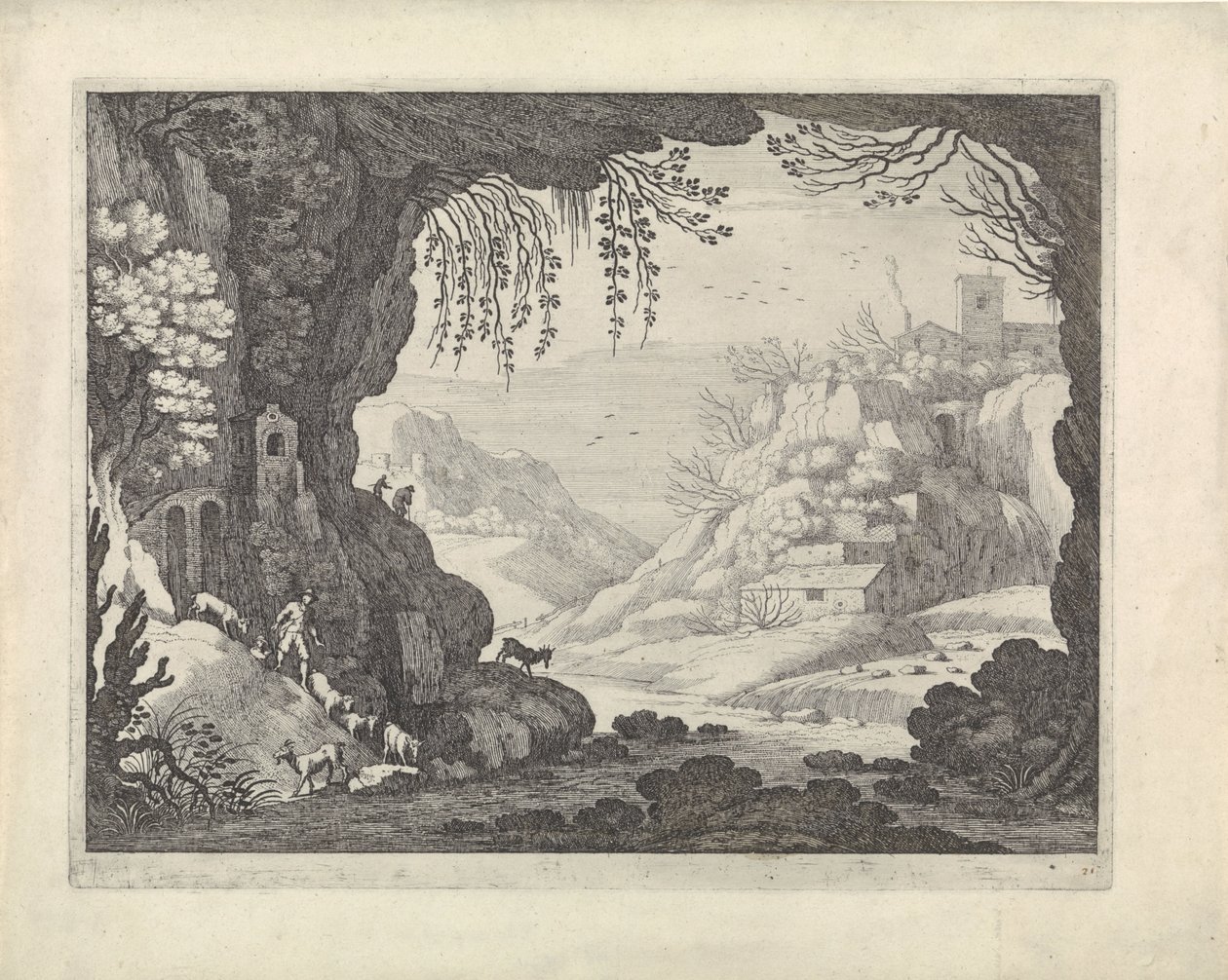 Mağaradan manzara görünümü by Willem van Nieulandt (II)