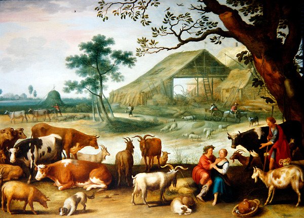 Çiftliğin Yanında Sığırlı Bir Köylü Çift by Willem van Nieulandt