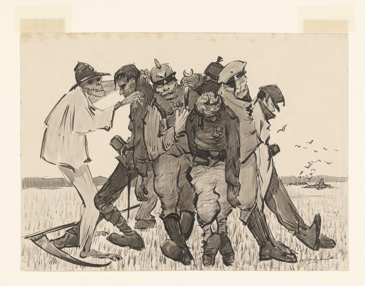 Hasat 1918. Modern mısır demeti (nesne üzerindeki orijinal başlık) by Willem van Schaik (signed by artist)