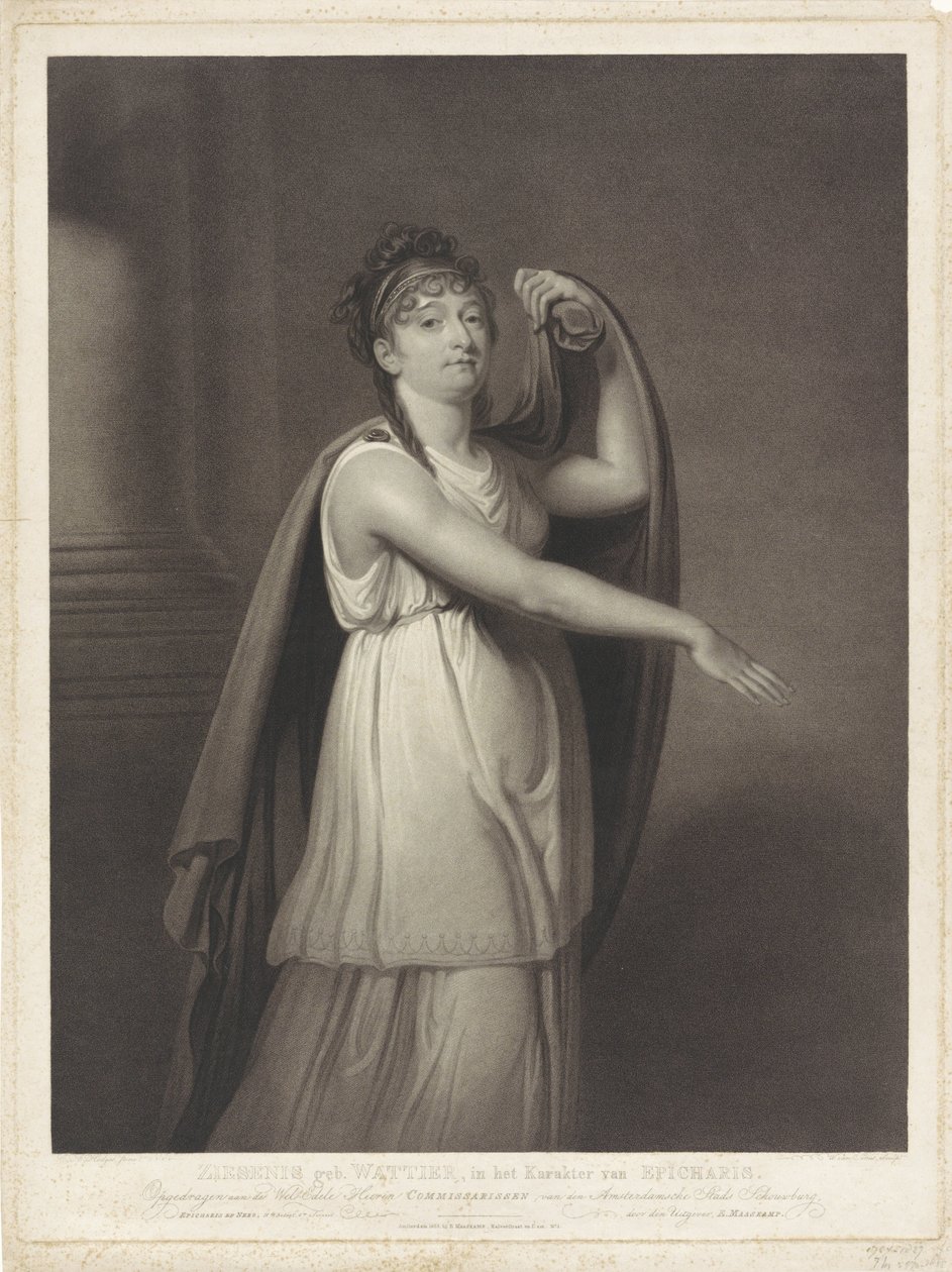 Johanna Cornelia Ziesenis-Wattier Ziesenis b. Wattier, Epicharis'in Karakterinde (nesnedeki başlık) by Willem van Senus
