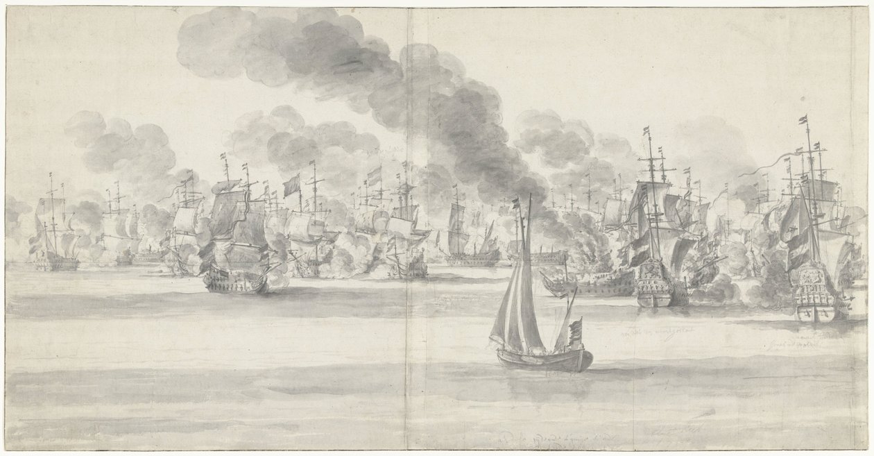 Katwijk Savaşı (sol sayfa), 1653 by Willem van de Velde (I)
