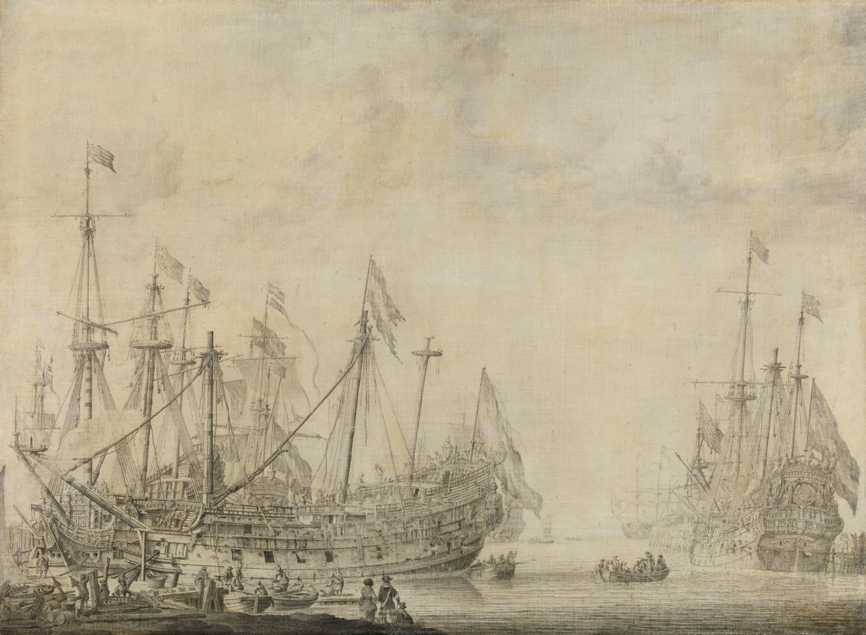 Savaştan sonra gemiler by Willem van de Velde (I)
