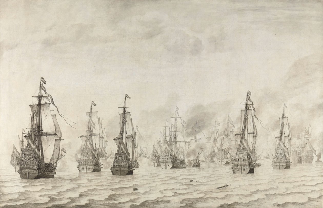 Dunkirk Savaşı Dunkirk yakınlarındaki İspanyollara karşı Deniz Savaşı, 18 Şubat 1639 by Willem van de Velde (I)