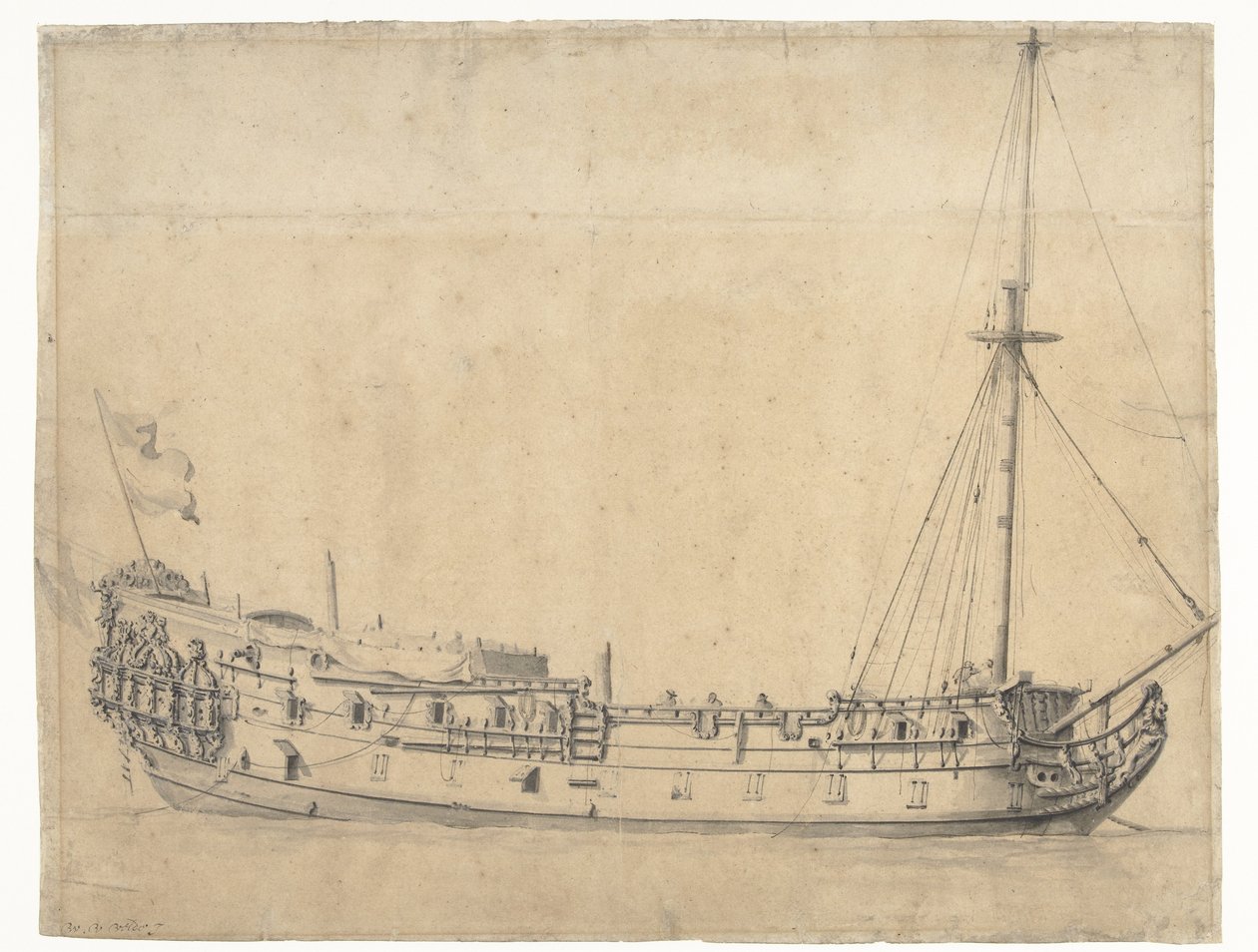 Sadık George, Haziran 1666'da Dört Gün Savaşı'ndan sonra büyüdü. by Willem van de Velde (II)