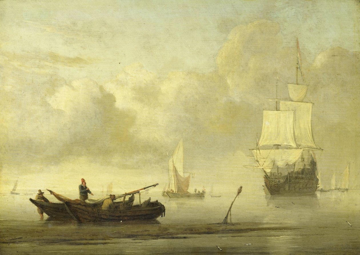 Sakin Bir Dönemde Sahile Yakın Gemiler by Willem van de Velde (II)