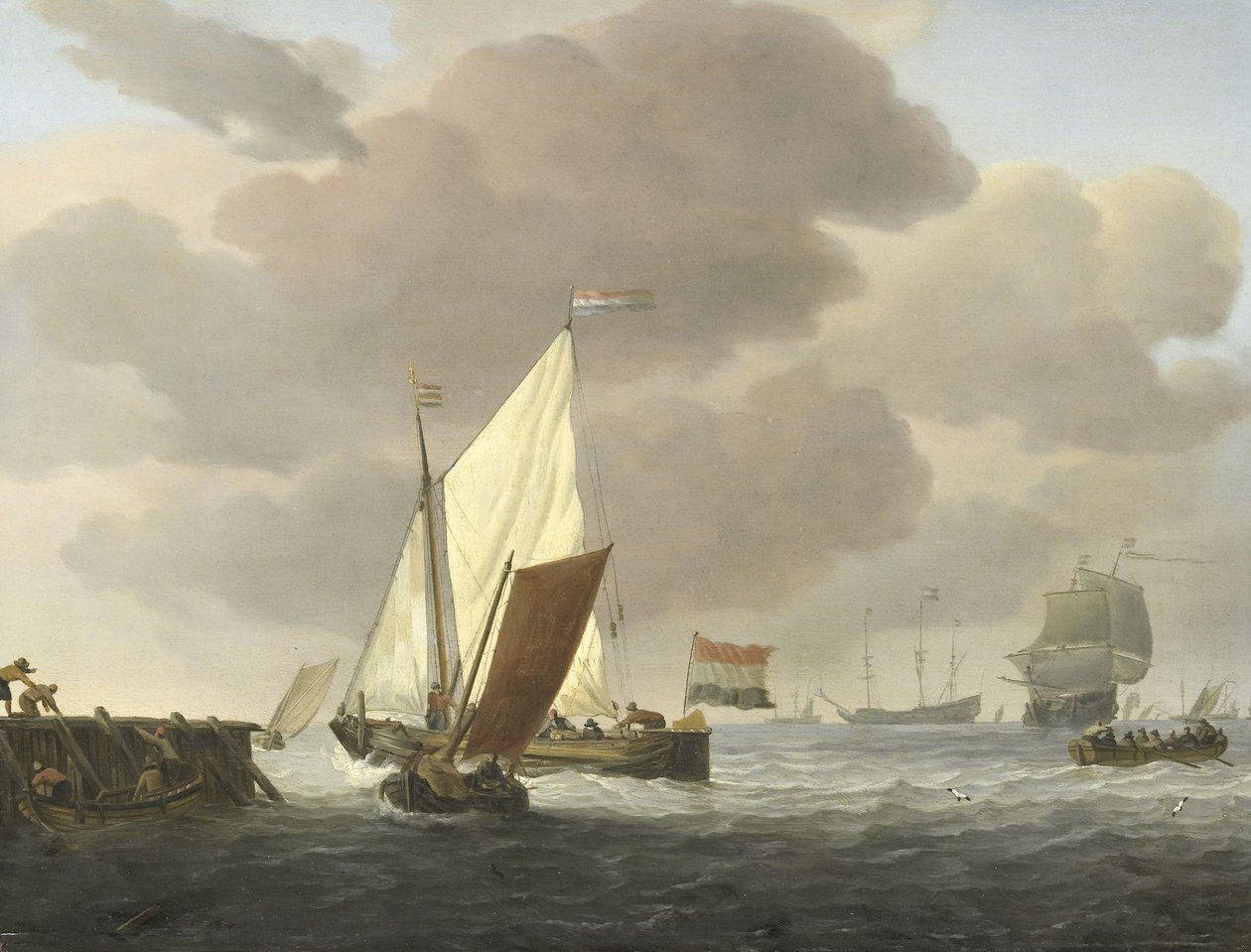 Rüzgarlı Havalarda Sahile Yakın Gemiler by Willem van de Velde (II)