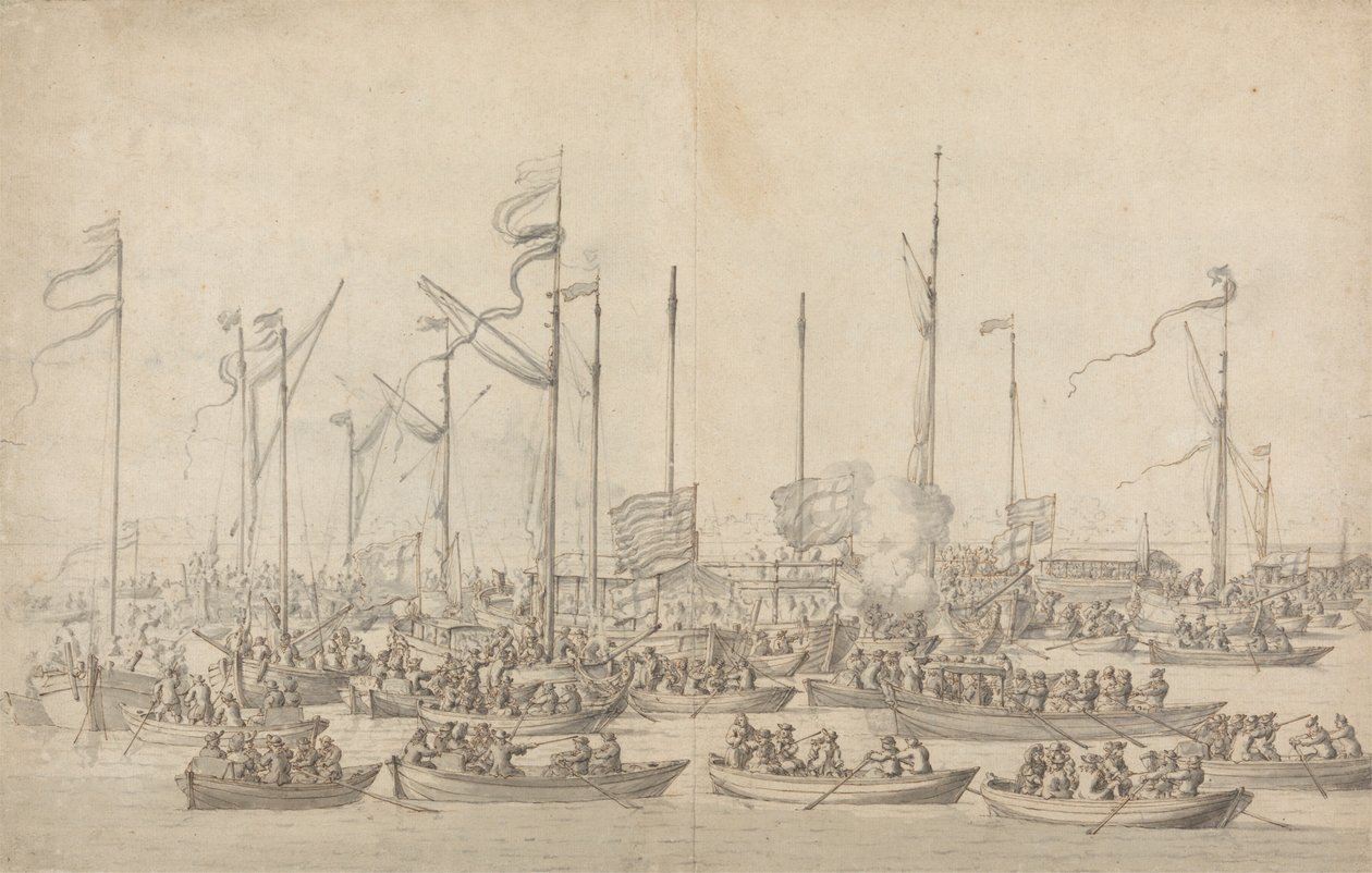 Whitehall yakınlarındaki Thames'te kutlama by Willem van de Velde the Elder