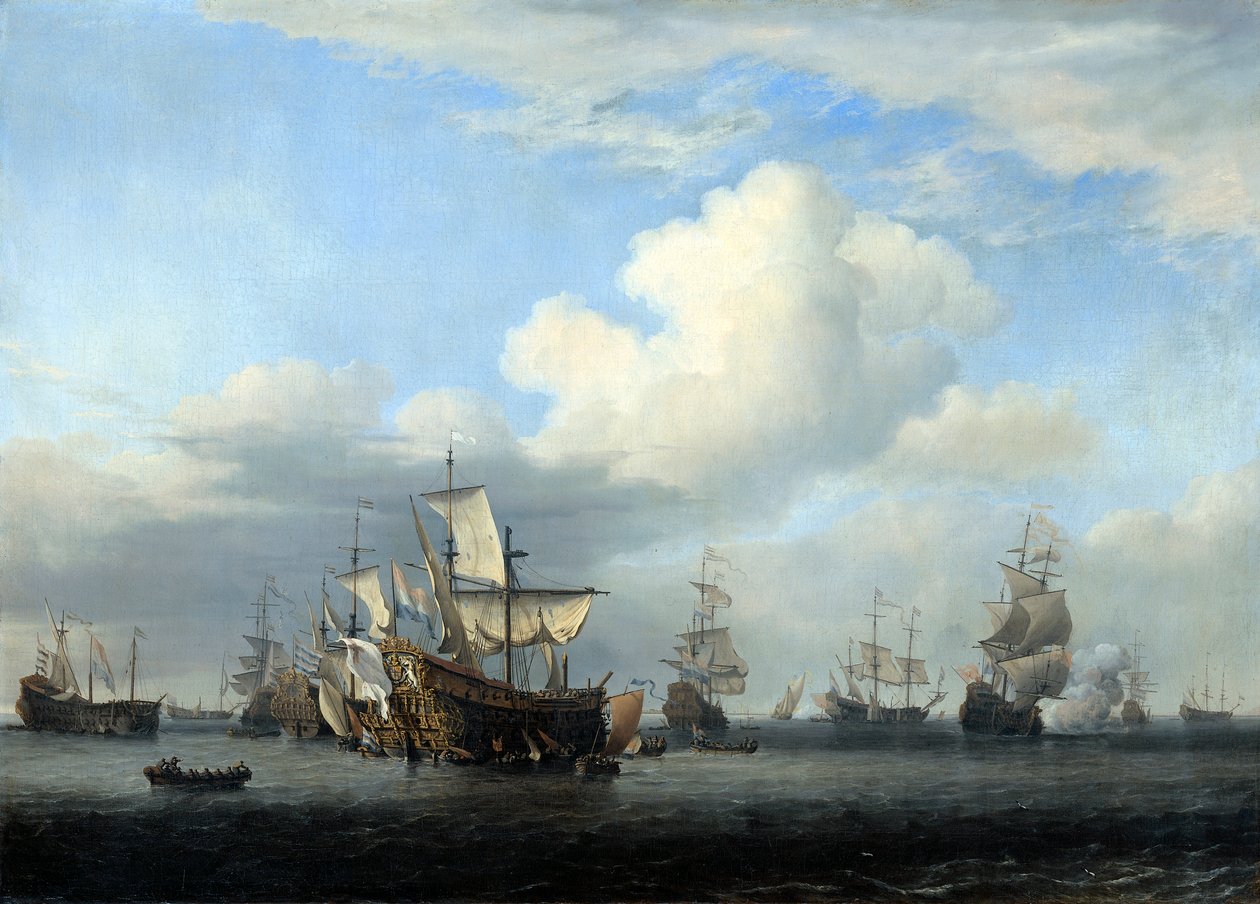 Yakalanan Swiftsure, Seven Oaks, Loyal George ve Convertine..., c1666 by Willem van de Velde the Younger