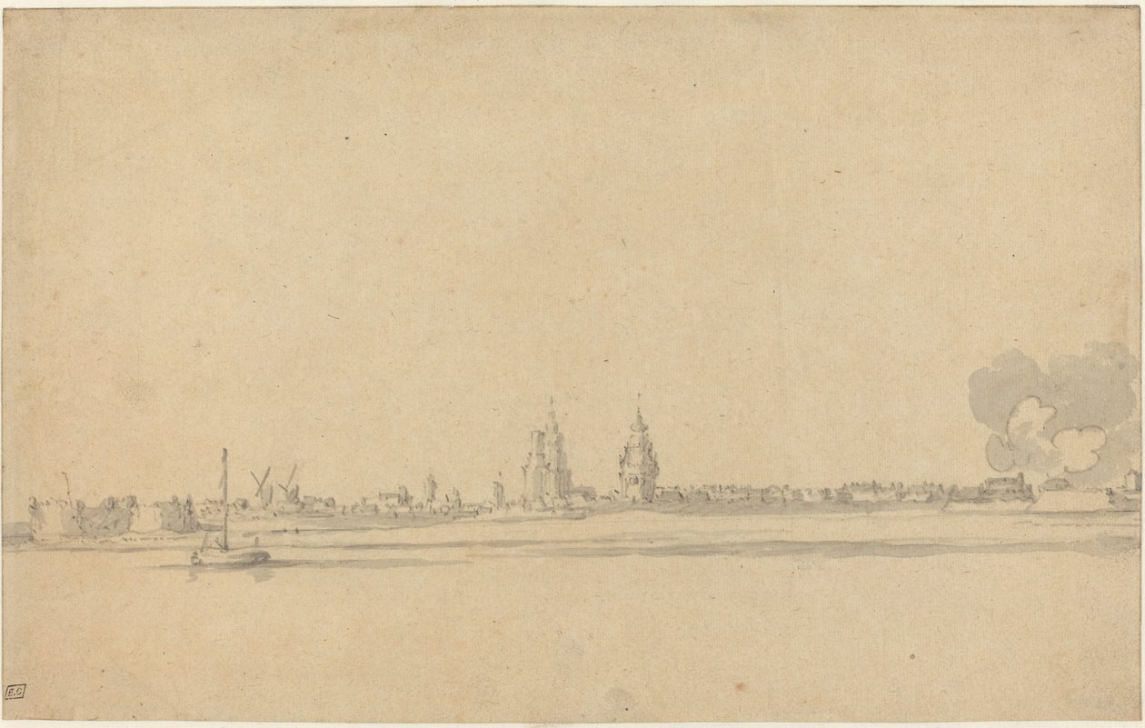 Bir Hollanda Kasabasının Görünümü (Delft?) by Willem van de Velde the Younger