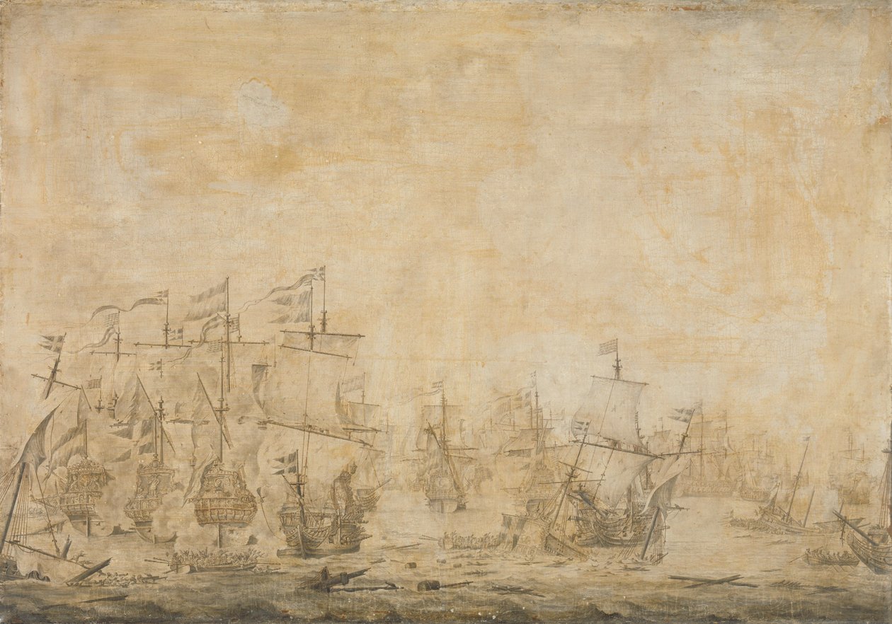 Hollanda ve İsveç Filoları Arasındaki Savaş by Willem van de the Elder Velde