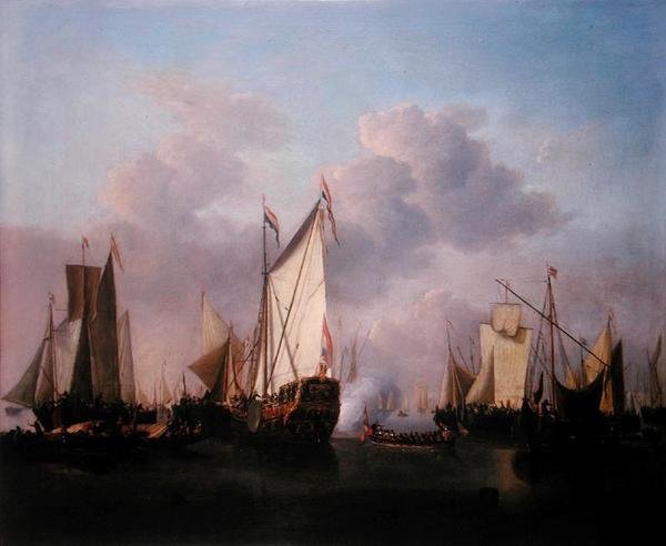 Çok hafif bir havada bir Devlet Yatı ve diğer Gemiler, c.1655 (tuval üzerine yağlıboya) by Willem van de Velde the Younger