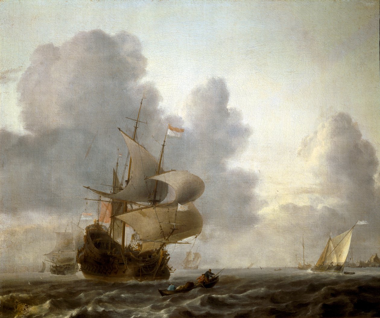 Sarsılmış Bir Denizde Teknelerin Manzarası (Resim by Willem van de Velde the Younger
