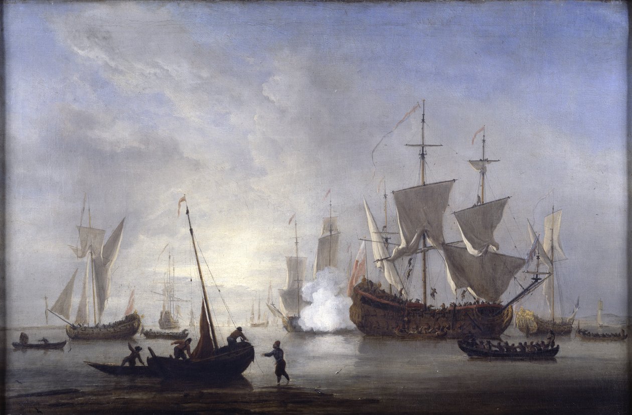 Sakin bir şekilde nakliye, c.1680 (tuval üzerine yağlı boya) by Willem van de Velde the Younger