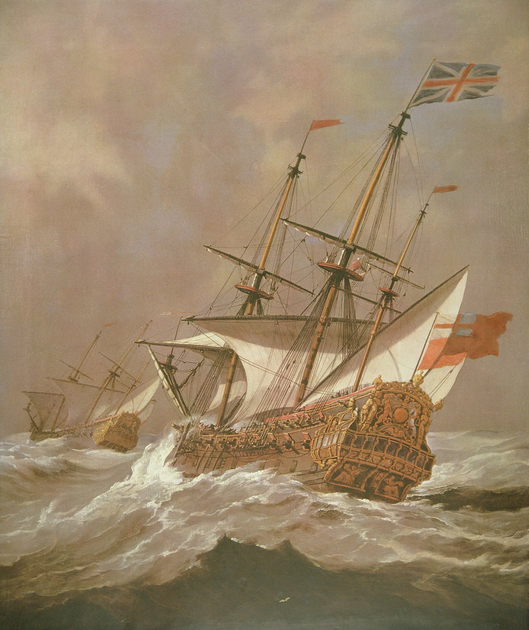 Bir Fırtınada İngiliz Gemi Çözünürlüğü, c.1680 (tuval üzerine yağlı boya) by Willem van de Velde the Younger