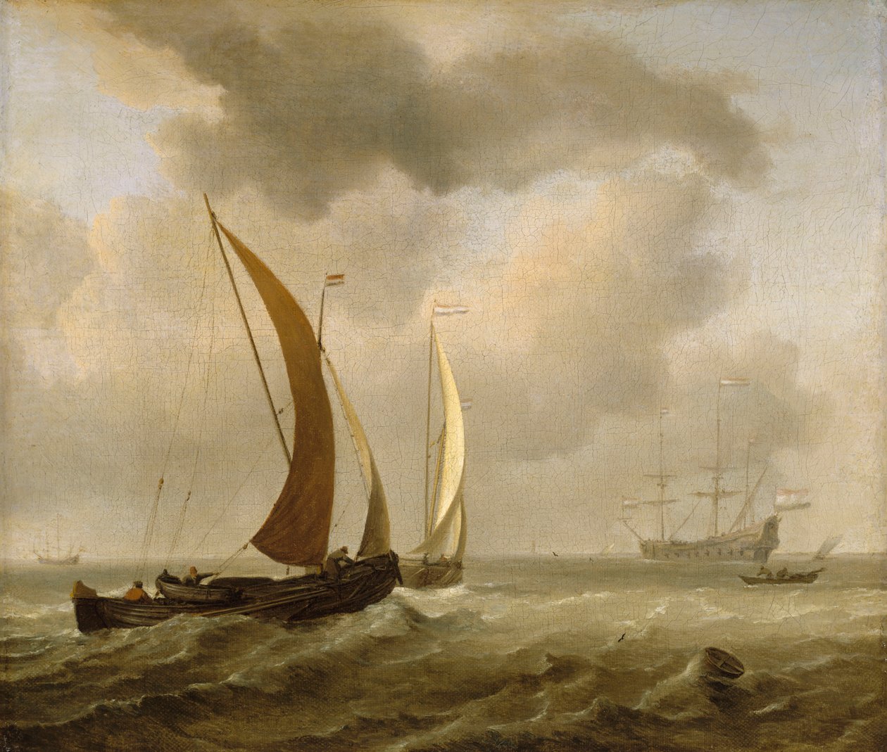 Taze bir esintinin önünde denizde iki kayık, 17. yüzyıl sonu (yağlıboya) by Willem van de Velde the Younger