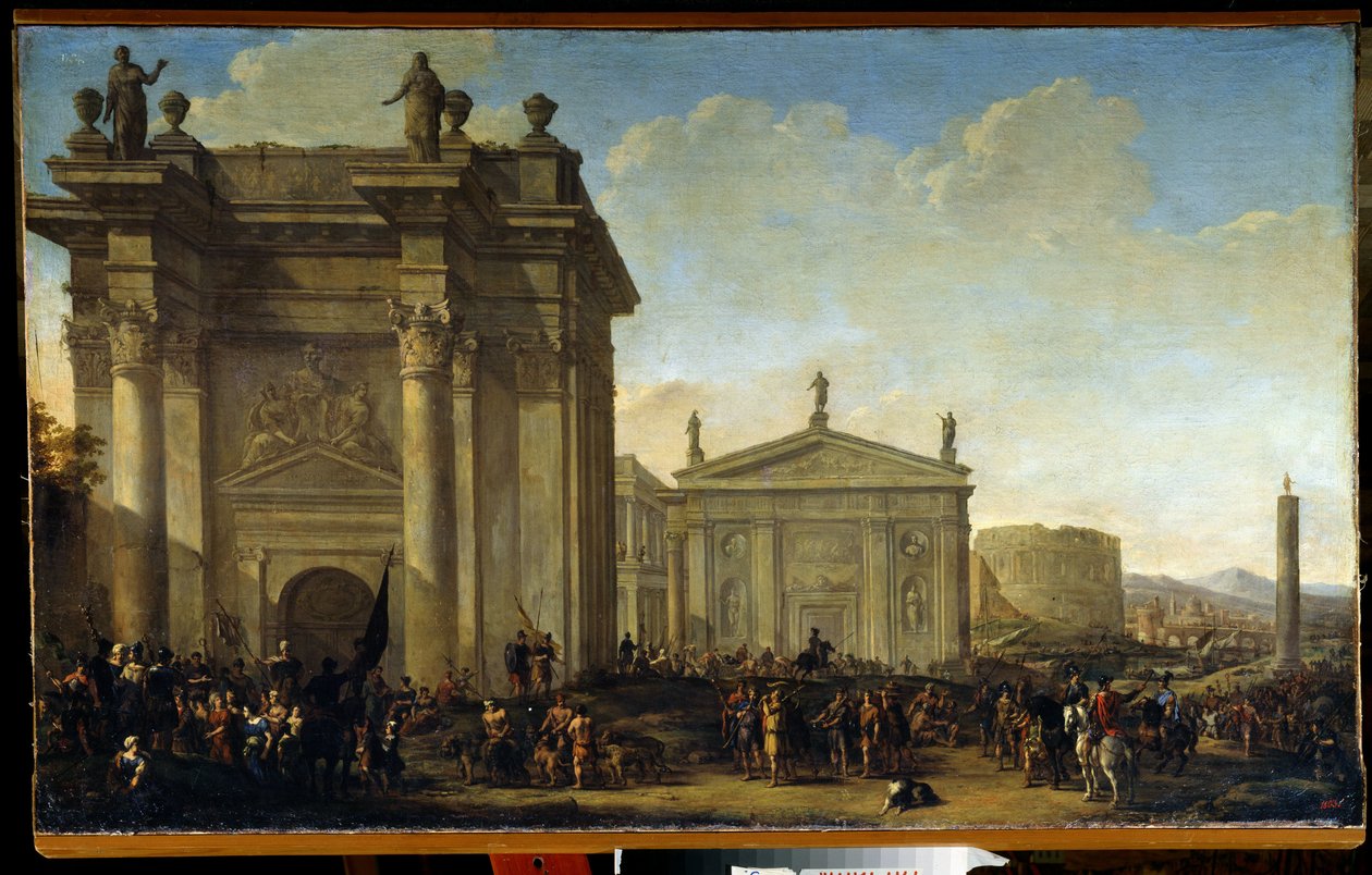 Bir zafer alayı. Willem van de Velde the Younger (1633-1707) tarafından yapılan tablo. Tuval üzerine yağlı boya, Hollanda sanatı, barok üslup. Devlet Açık Hava Müzesi Sarayı Gatchina, Saint Petersburg. by Willem van de Velde the Younger