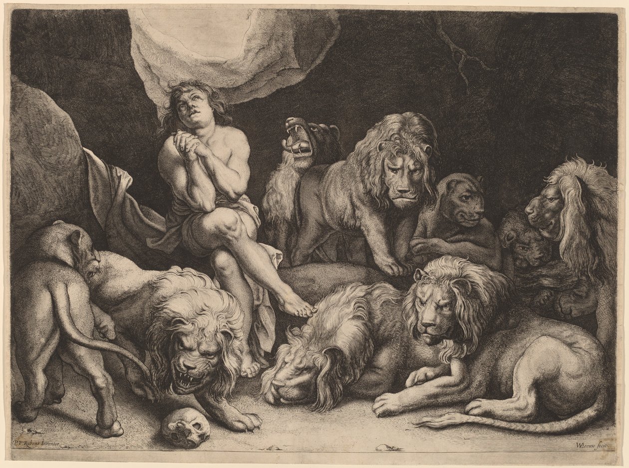 Aslanların İnindeki Daniel by Willem van der Leeuw after Sir Peter Paul Rubens