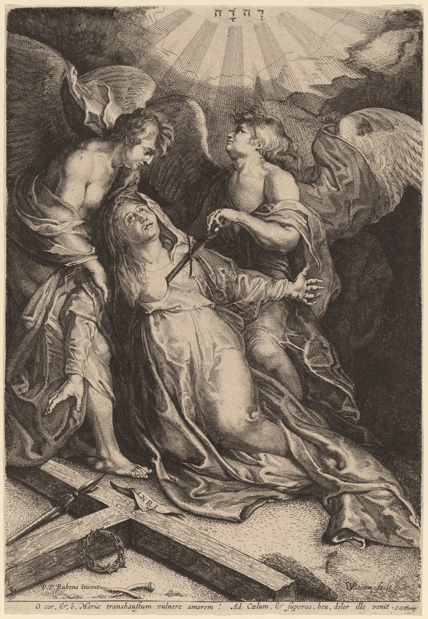 İki Melek Tarafından Desteklenen Mater Dolorosa Diz Çöküyor by Willem van der Leeuw after Sir Peter Paul Rubens