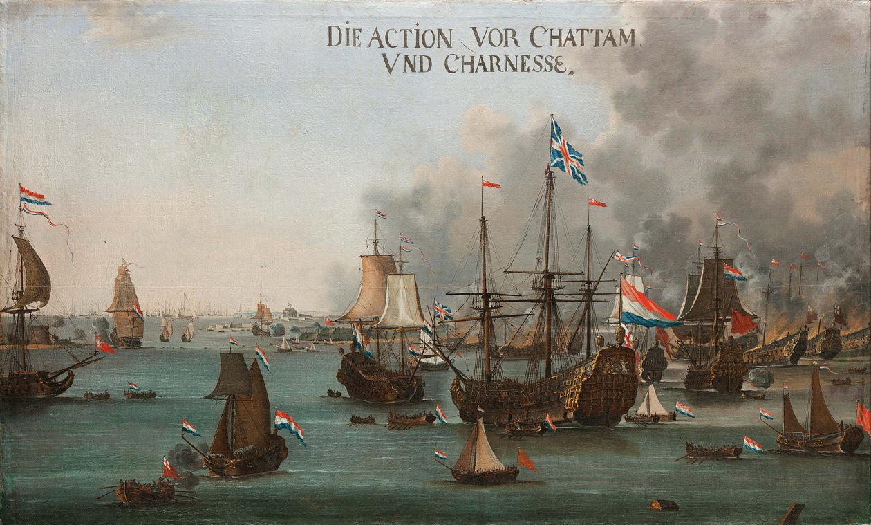 Chatham Savaşı, yaklaşık 1667. by Willem van der Stoop