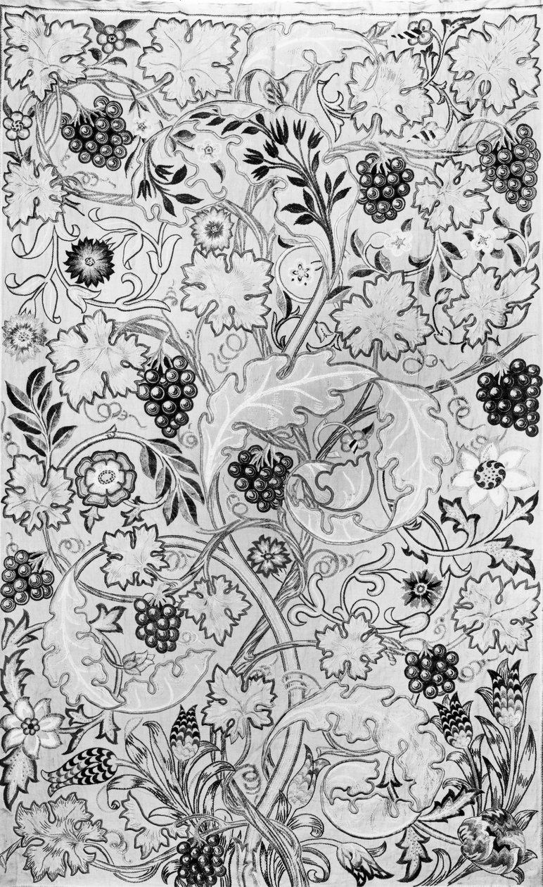 The Vine, 1878 (keten üzerine ipek) (bw baskı) by May Morris