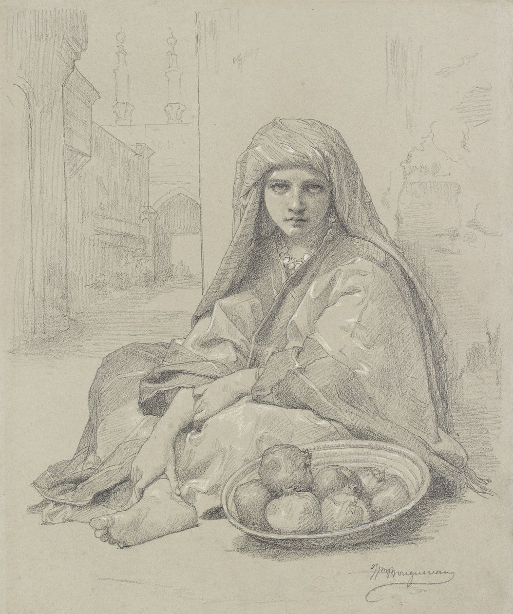 Nar Satan Cezayirli Kız, 19. Yüzyıl by William Adolphe Bouguereau