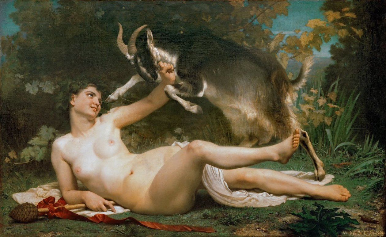 Bir keçi güreş Bacchante by William Adolphe Bouguereau