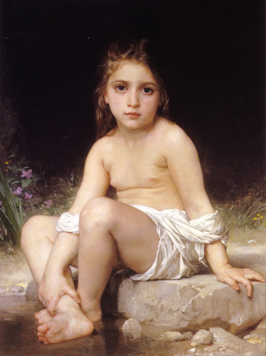 Banyoda Çocuk by William Adolphe Bouguereau