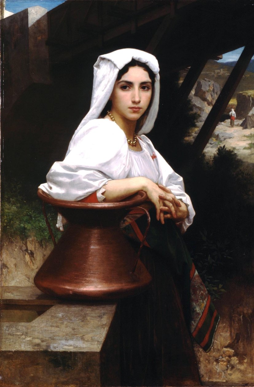İtalyan Kız Su Çizimi by William Adolphe Bouguereau