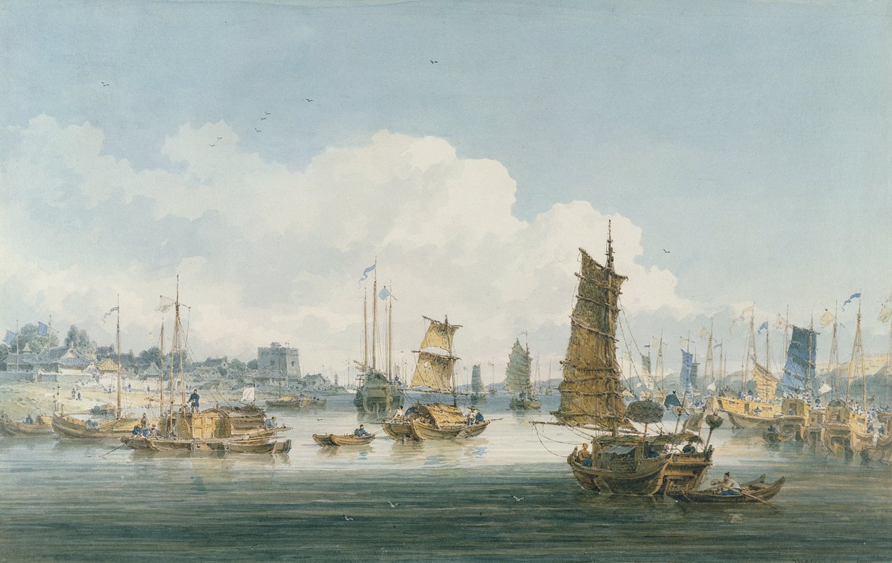 Tientsin Şehri yakınından bir görünüm, 1800 (dokuma kağıt üzerinde grafit üzerinde wc) by William Alexander