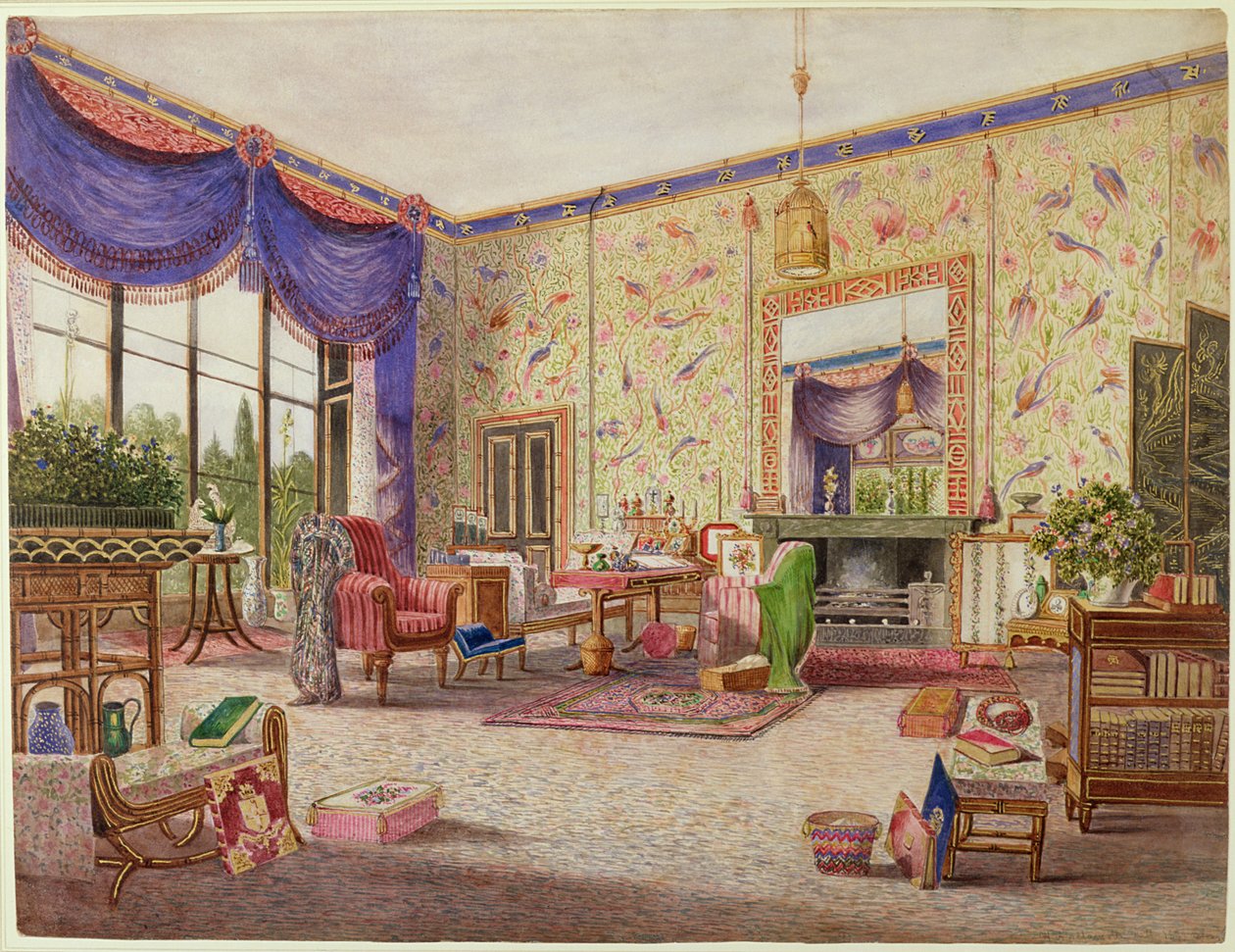 The Chinese Drawing Room, Middleton Park, Oxfordshire, 1839 (ayrıca bkz. 43369) by William Alfred Delamotte
