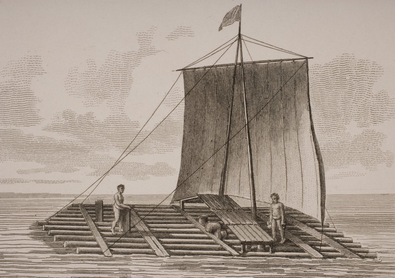 Thomas Milton (1743-1827) 1820 tarafından oyulmuş bir Güney Amerika balsa ahşap sal by William Anderson