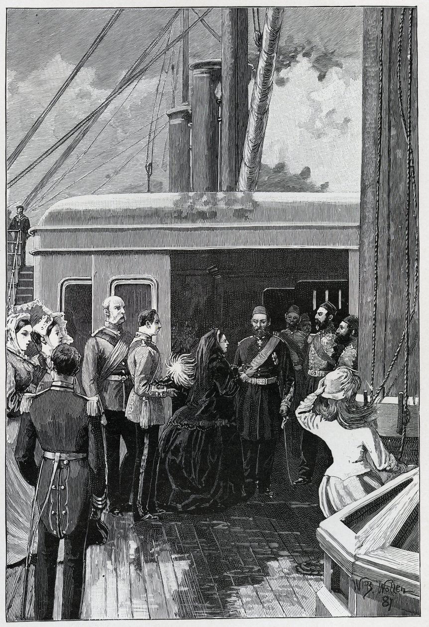 The Queen investing Abdul Aziz with the Order of the Garter, 1881  by William Barnes Wollen
