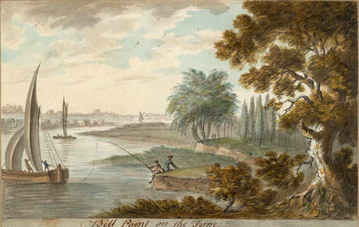 Tyne üzerinde Bill Point (kağıt üzerine kalem ve sulu boya) by William Beilby