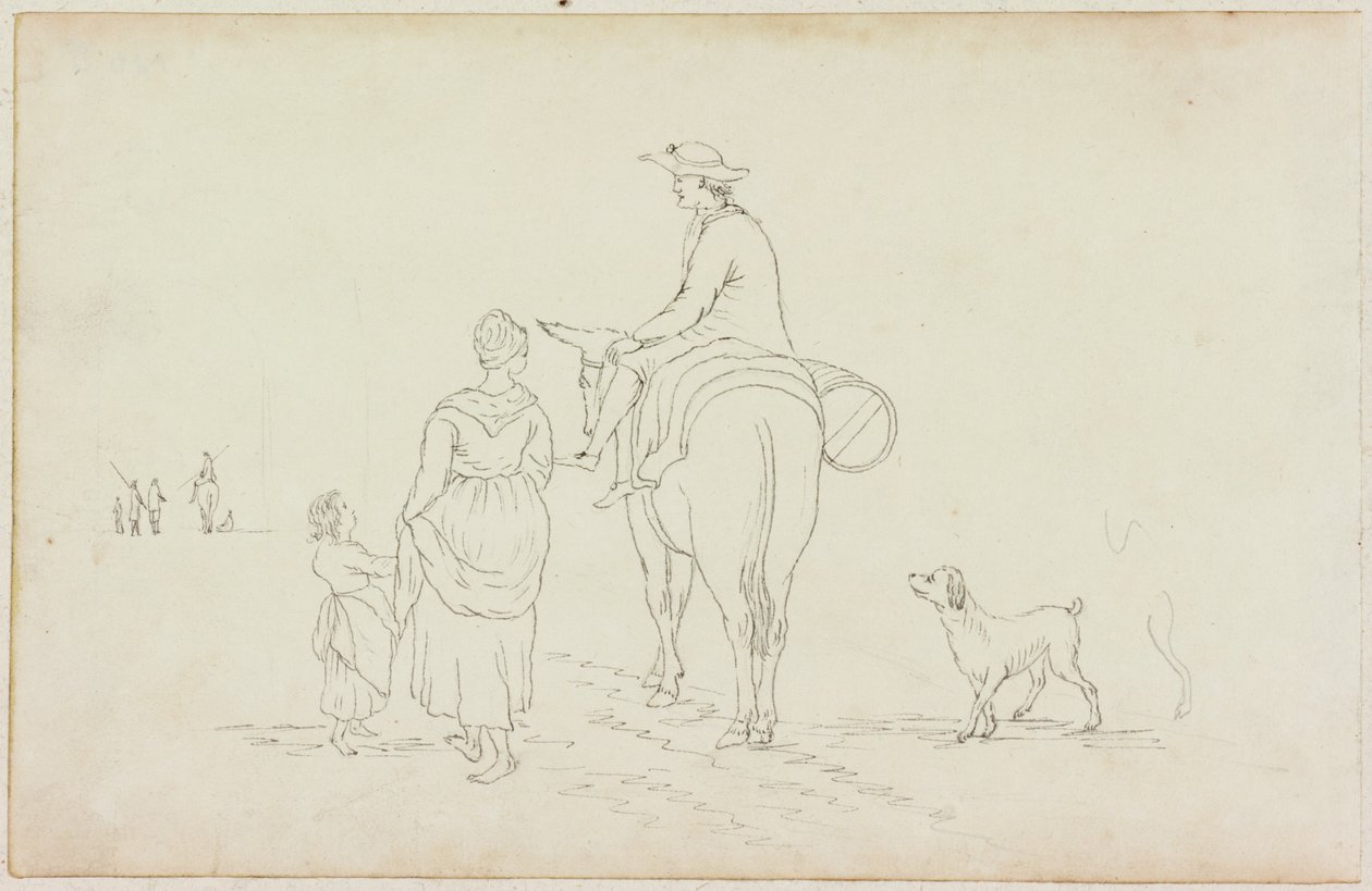 Eşek Üzerinde Adam, Kadın, Çocuk ve Köpek ile (kağıt üzerine kurşun kalem (M755 ile kağıt üzerine)) by William Beilby