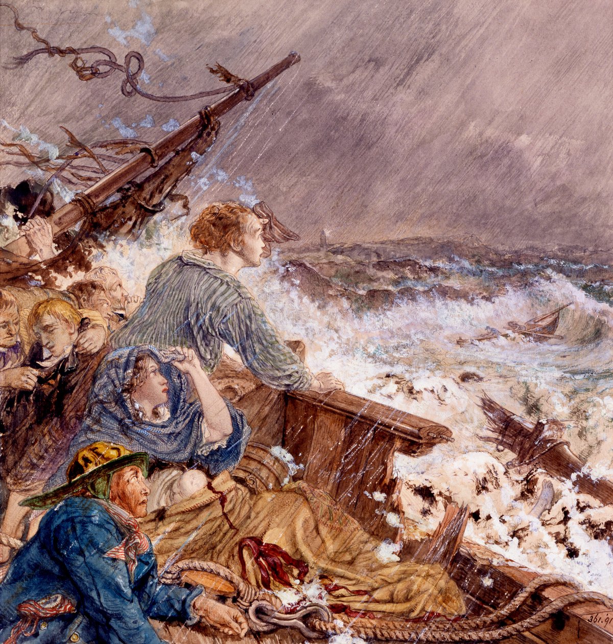 Grace Darling ve babası Batık Mürettebatı kurtarırken, 7 Eylül 1838 by William Bell Scott