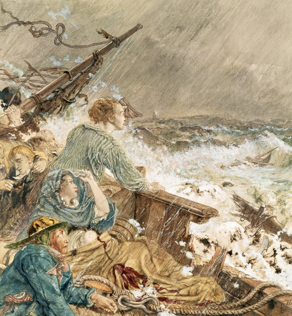 Grace Darling ve babası batık mürettebatı kurtarırken, 17 Eylül 1838 by William Bell Scott