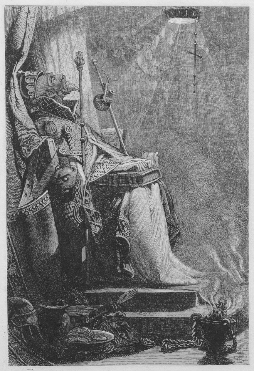 Mezarında İmparator Charlemagne (kanıt gravür) by William Bell Scott