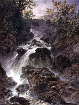 Capel Curig yakınlarındaki Köprü ve Şelale by William James Bennett