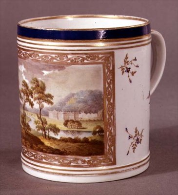 Chatsworth manzaralı boyanmış Pinxton kupa, 1800 dolayları (porselen) by William Billingsley