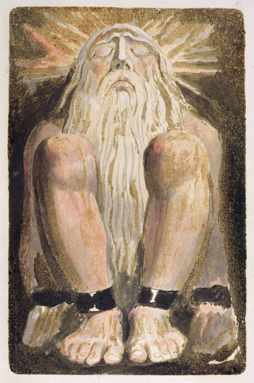 Uzun, beyaz sakallı çıplak bir adam, 