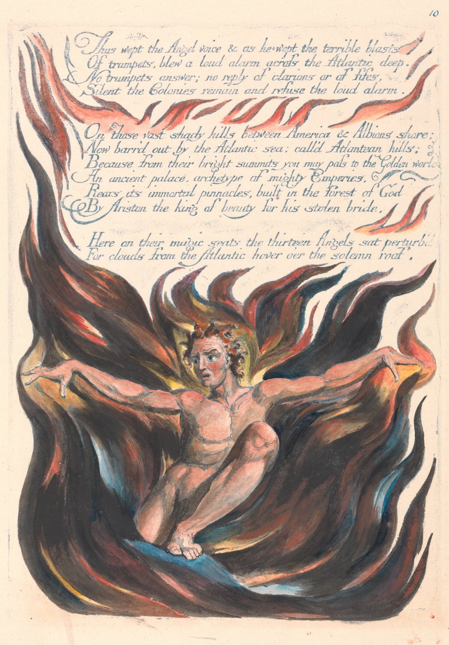 Amerika. Bir Kehanet, Levha 12, Böyle Ağladı Melek Sesi.... by William Blake